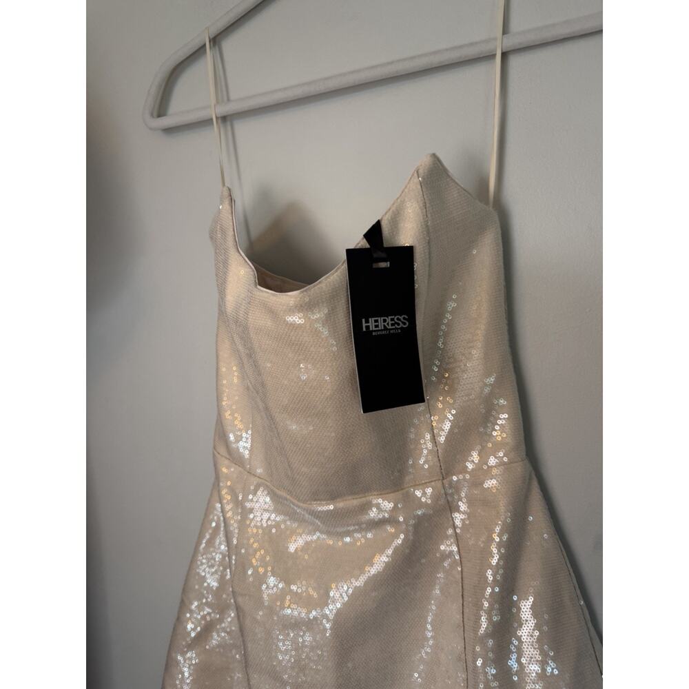 Heiress Beverly Hills Womens Strapless Sequin Corset Mini Dress Natural Sz S NWT - Picture 14 of 16